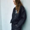 Veste en denim avec coutures décoratives