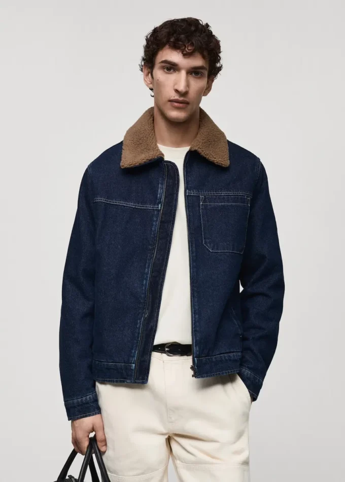 Veste en denim avec doublure en peau de mouton