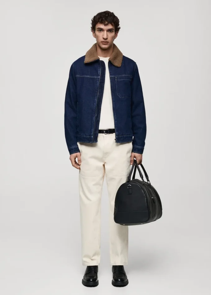 Veste en denim avec doublure en peau de mouton