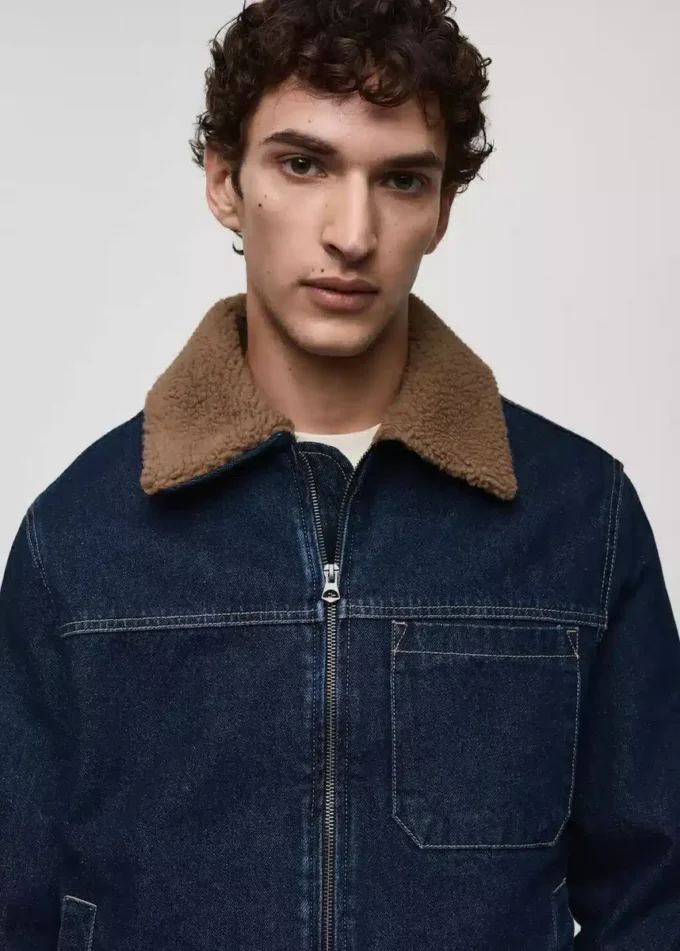 Veste en denim avec doublure en peau de mouton