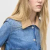 Veste en denim à col en velours côtelé