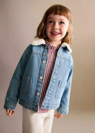 Veste en denim effet fourrure