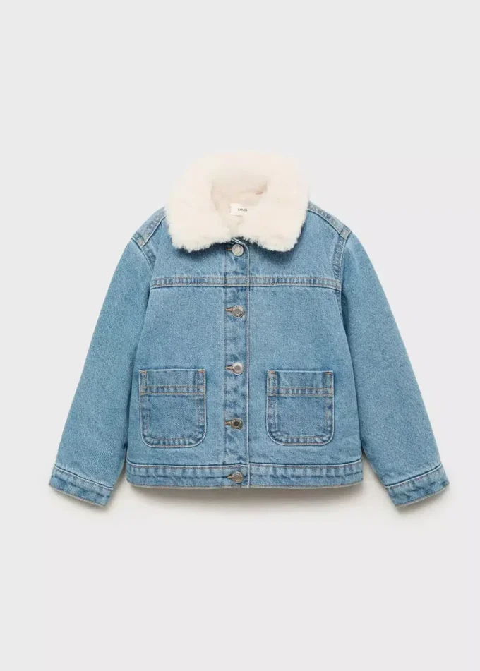 Veste en denim effet fourrure