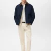 Veste en denim matelassée avec col en velours côtelé