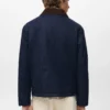 Veste en denim matelassée avec col en velours côtelé