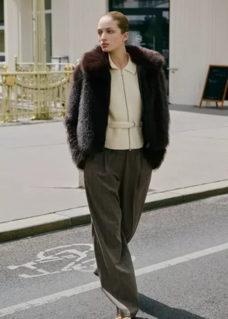 Veste en fausse fourrure avec fermeture à glissière