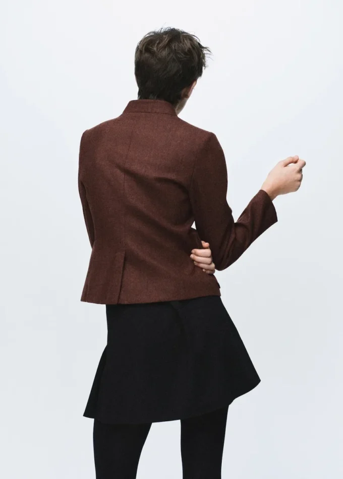 Veste en laine avec col montant et poches