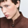 Veste en laine avec col montant et poches