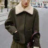Veste en laine mélangée avec col amovible