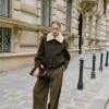 Veste en laine mélangée avec col amovible