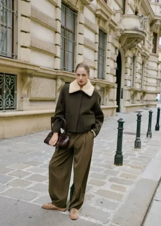 Veste en laine mélangée avec col amovible