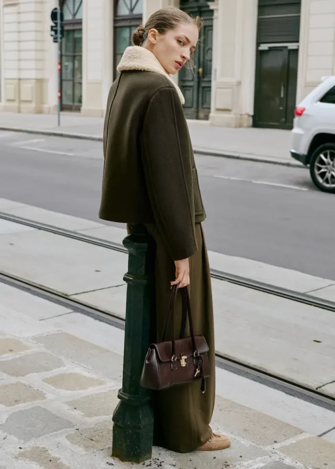 Veste en laine mélangée avec col amovible