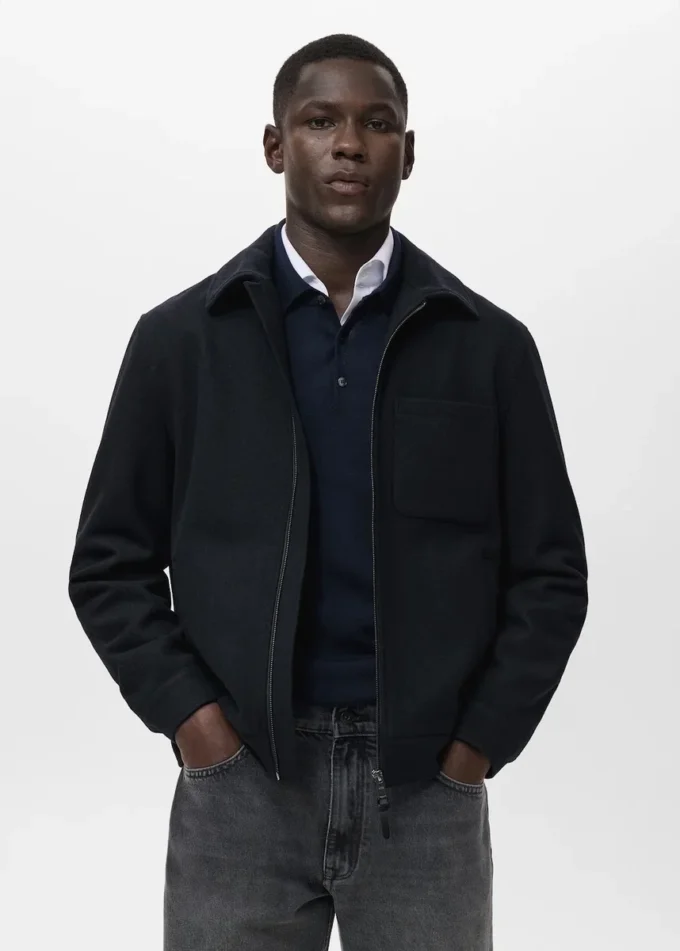 Veste en laine mélangée avec poche