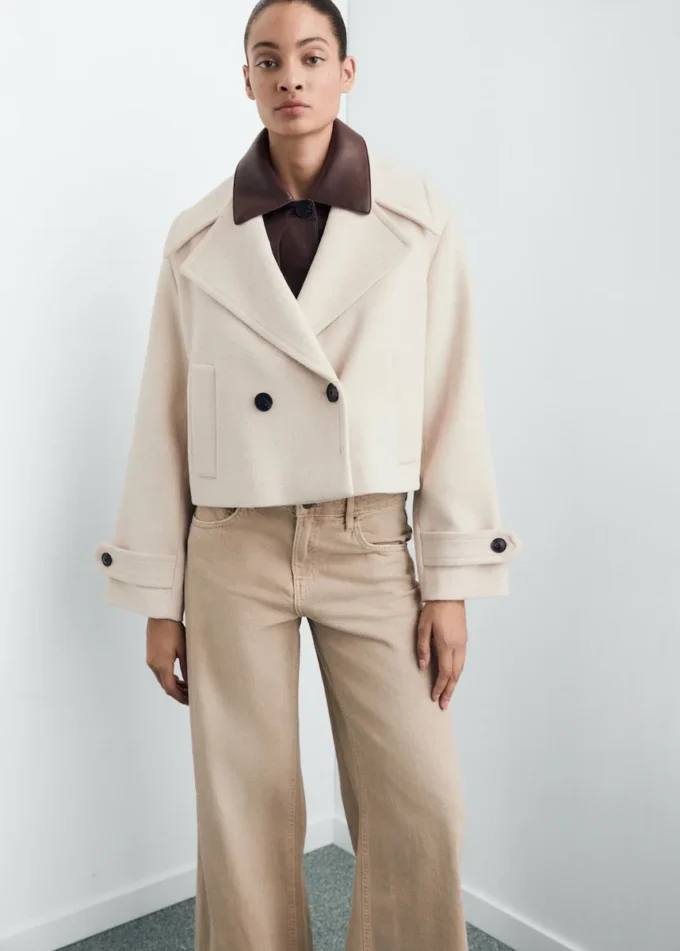 Veste en laine mélangée à maxi revers