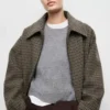 Veste en laine à motif pied-de-poule