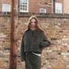 Veste en laine à motif pied-de-poule