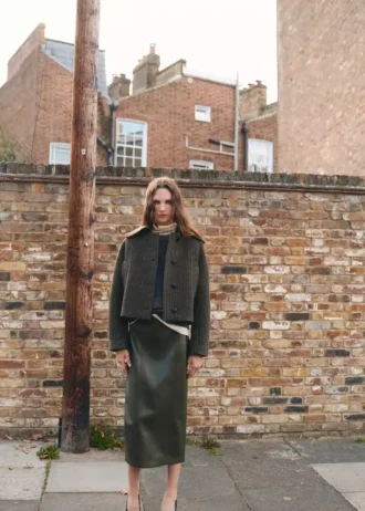Veste en laine à motif pied-de-poule