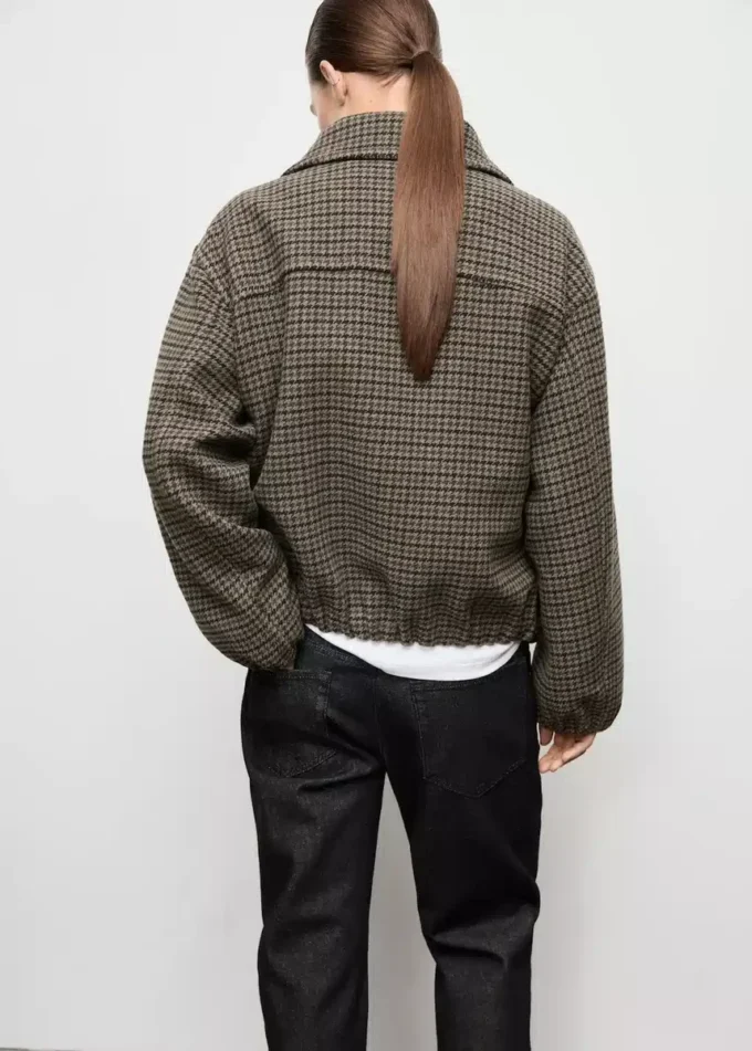 Veste en laine à motif pied-de-poule