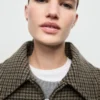 Veste en laine à motif pied-de-poule