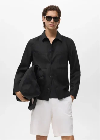 Veste en lin mélangé avec poches