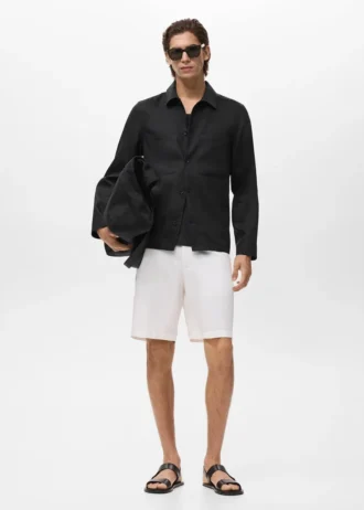 Veste en lin mélangé avec poches