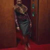 Veste en simili cuir avec col en fausse fourrure