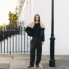 Veste en simili cuir avec col en peau lainée