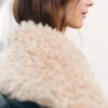 Veste en simili cuir avec col en peau lainée