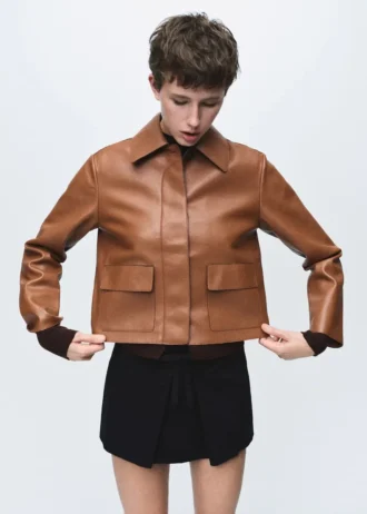Veste en simili cuir avec poches