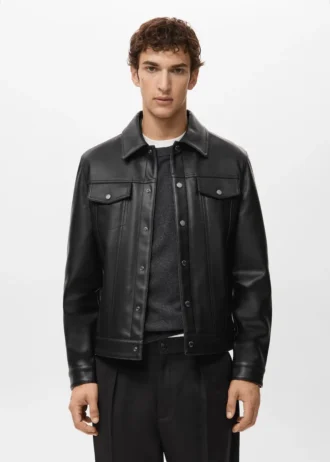 Veste en simili cuir avec poches