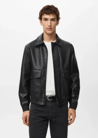 Veste en simili cuir avec poches