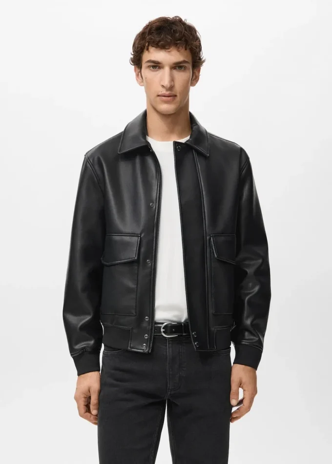 Veste en simili cuir avec poches