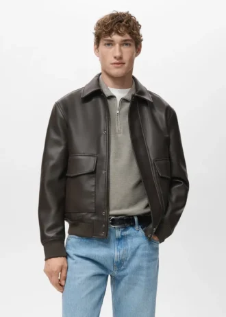 Veste en simili cuir avec poches