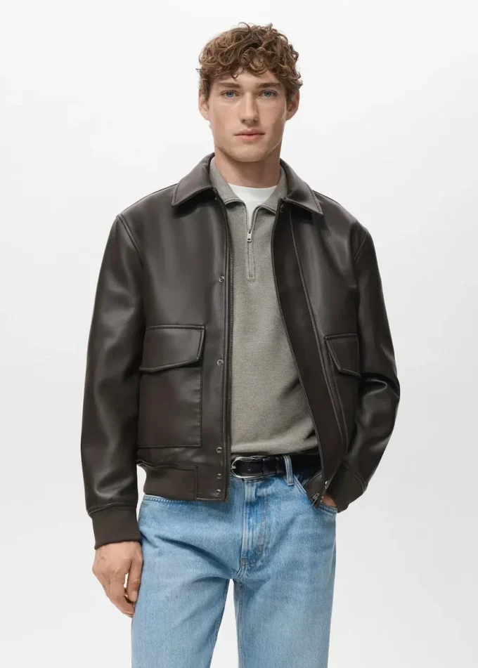 Veste en simili cuir avec poches