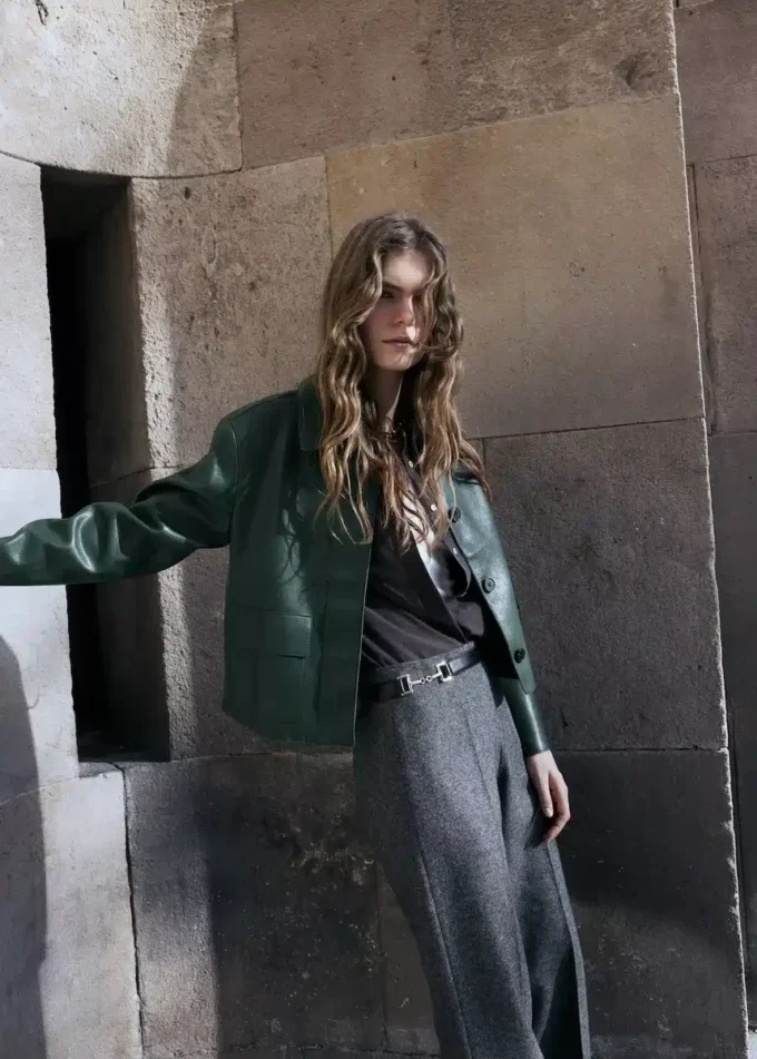 Veste en simili cuir avec poches