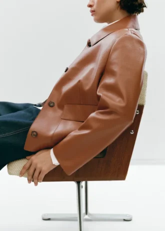 Veste en simili cuir avec poches