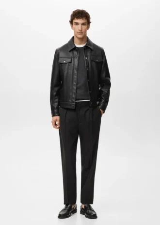 Veste en simili cuir avec poches
