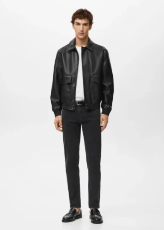 Veste en simili cuir avec poches