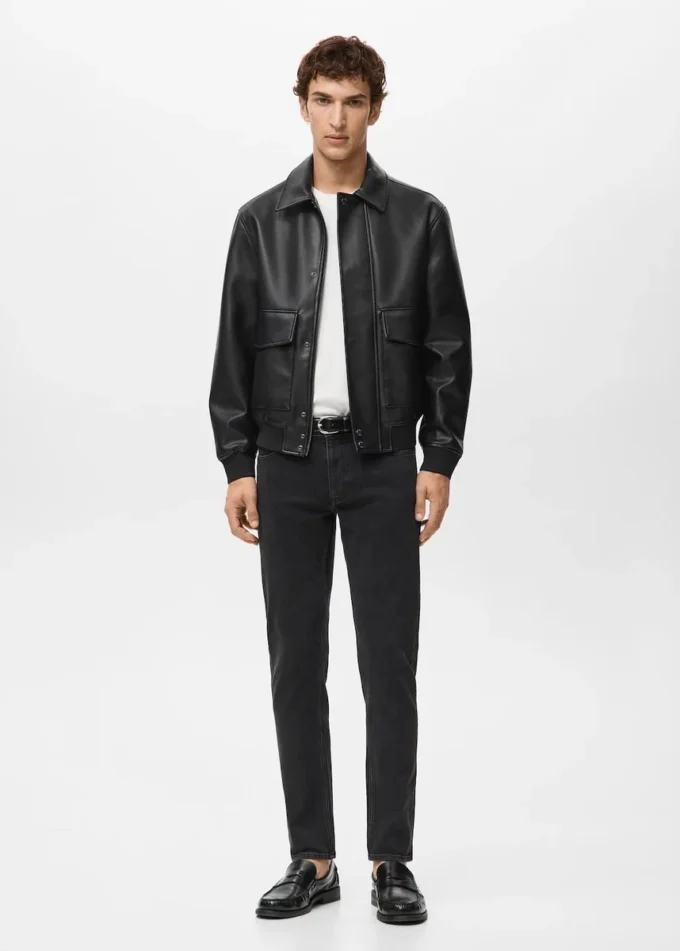 Veste en simili cuir avec poches