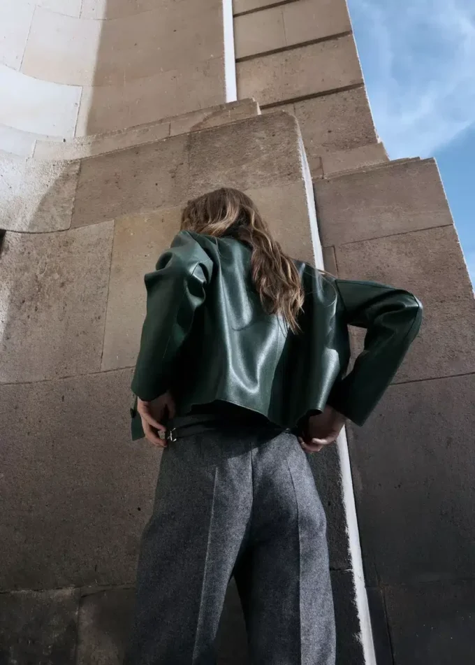Veste en simili cuir avec poches