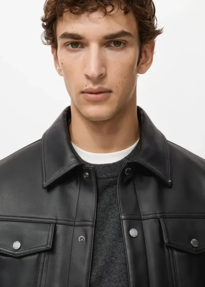 Veste en simili cuir avec poches