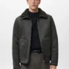 Veste en simili cuir doublée de peau de mouton