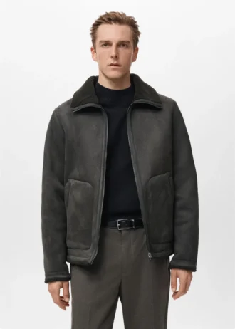 Veste en simili cuir doublée de peau de mouton