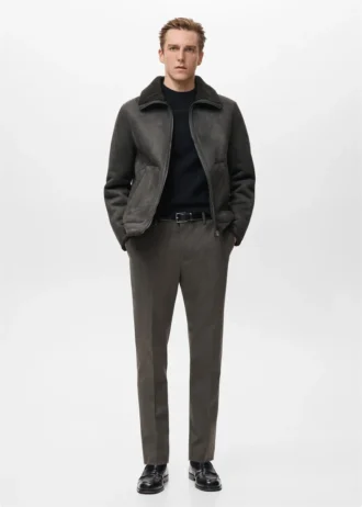 Veste en simili cuir doublée de peau de mouton