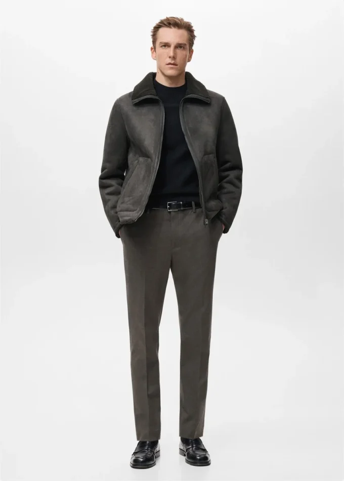 Veste en simili cuir doublée de peau de mouton