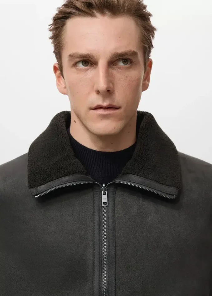 Veste en simili cuir doublée de peau de mouton