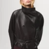 Veste en simili cuir à maxi revers