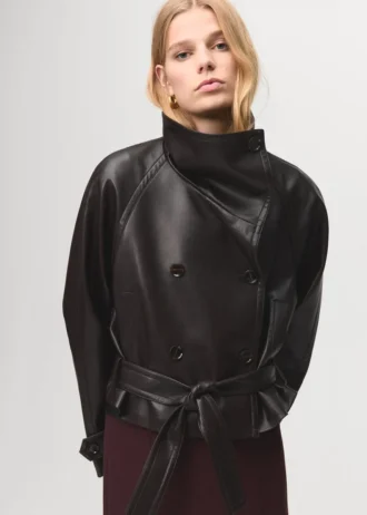 Veste en simili cuir à maxi revers