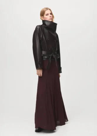 Veste en simili cuir à maxi revers