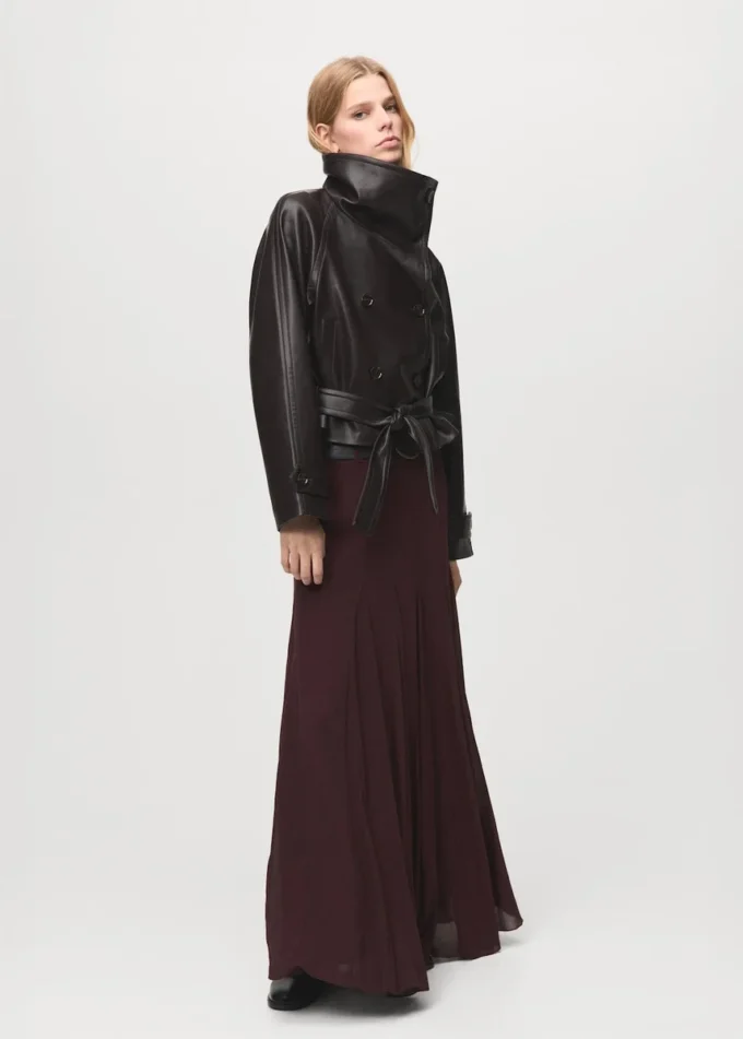 Veste en simili cuir à maxi revers